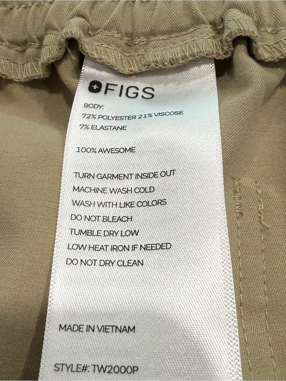 FIGS Women's Tan Khaki Straight-Leg Scrub Cargo Pants Size Large Petite - Picture 4 of 9
